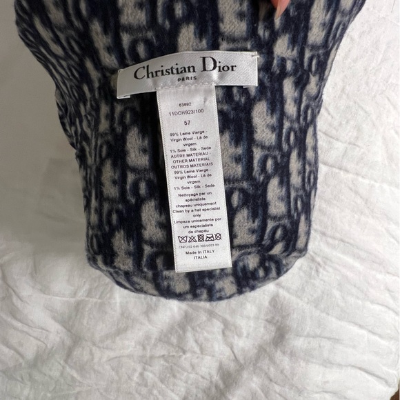 Christian Dior Oblique Reversible Small Brim Bucket Hat Wool Navy 57 - Picture 3 of 4